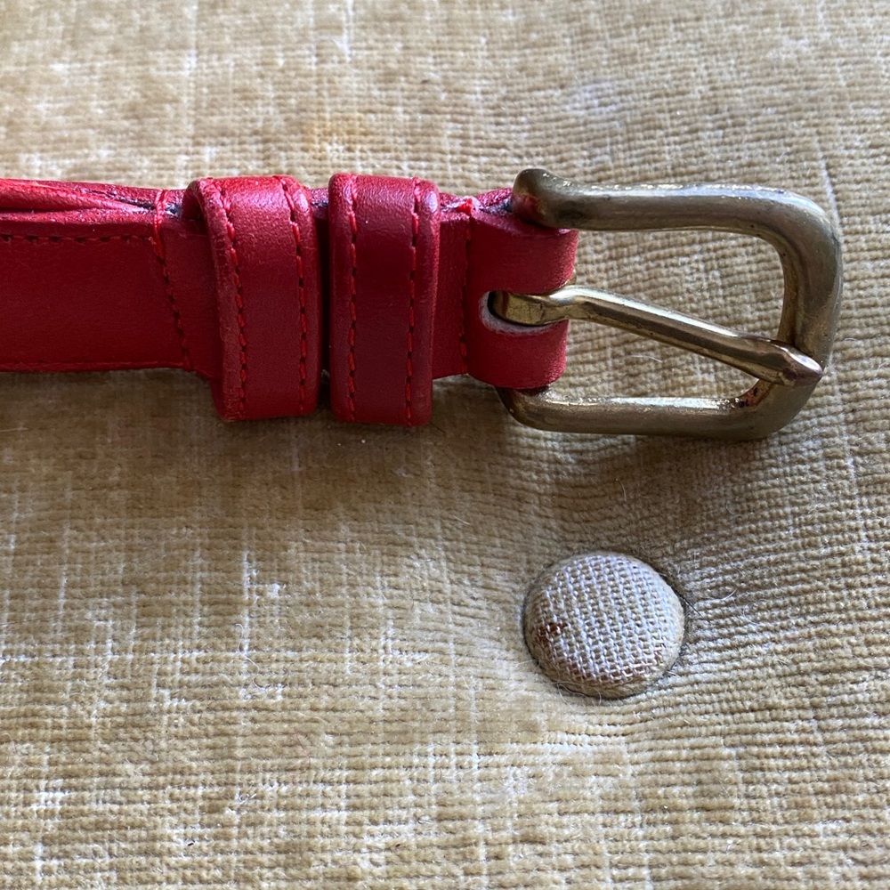 Coach Red Leather Slim Belt - Picture 3 of 4